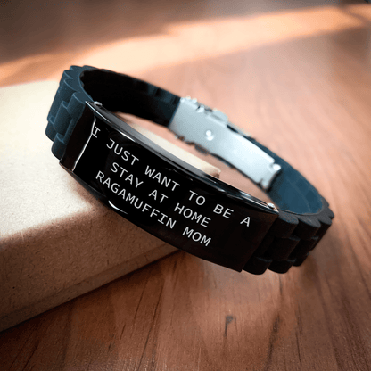 Ragamuffin Cat Mom Gifts for Men, Funny Quote Glide lock Clasp Bracelet, Gifts from Family to Father's Day Unique - Victory Thru Vision 