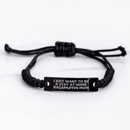 Ragamuffin Cat Mom's Funny Gift, Father's Day Unique Rope Bracelet from Mom to Dad, 'I Just Want To Be A Stay At Home Ragamuffin Mom' Quote, Gifts for Men, Family, and Friends - Victory Thru Vision 