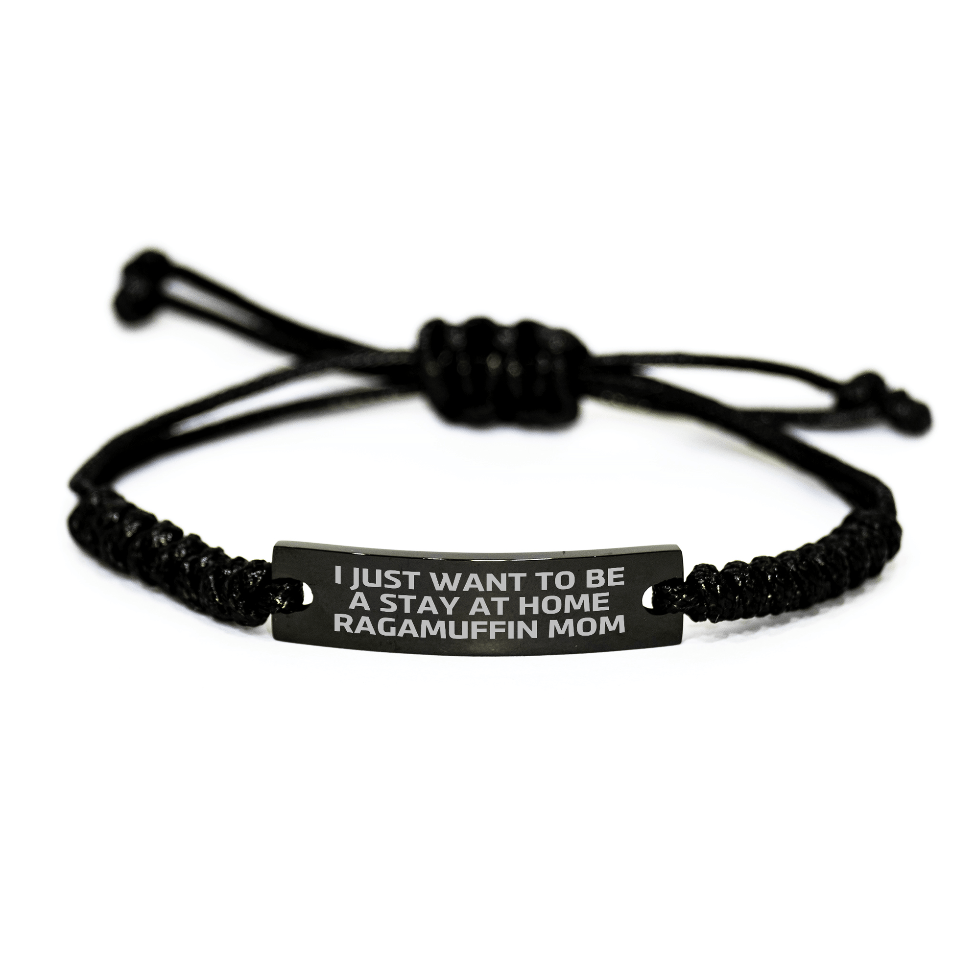 Ragamuffin Cat Mom's Funny Gift, Father's Day Unique Rope Bracelet from Mom to Dad, 'I Just Want To Be A Stay At Home Ragamuffin Mom' Quote, Gifts for Men, Family, and Friends - Victory Thru Vision 