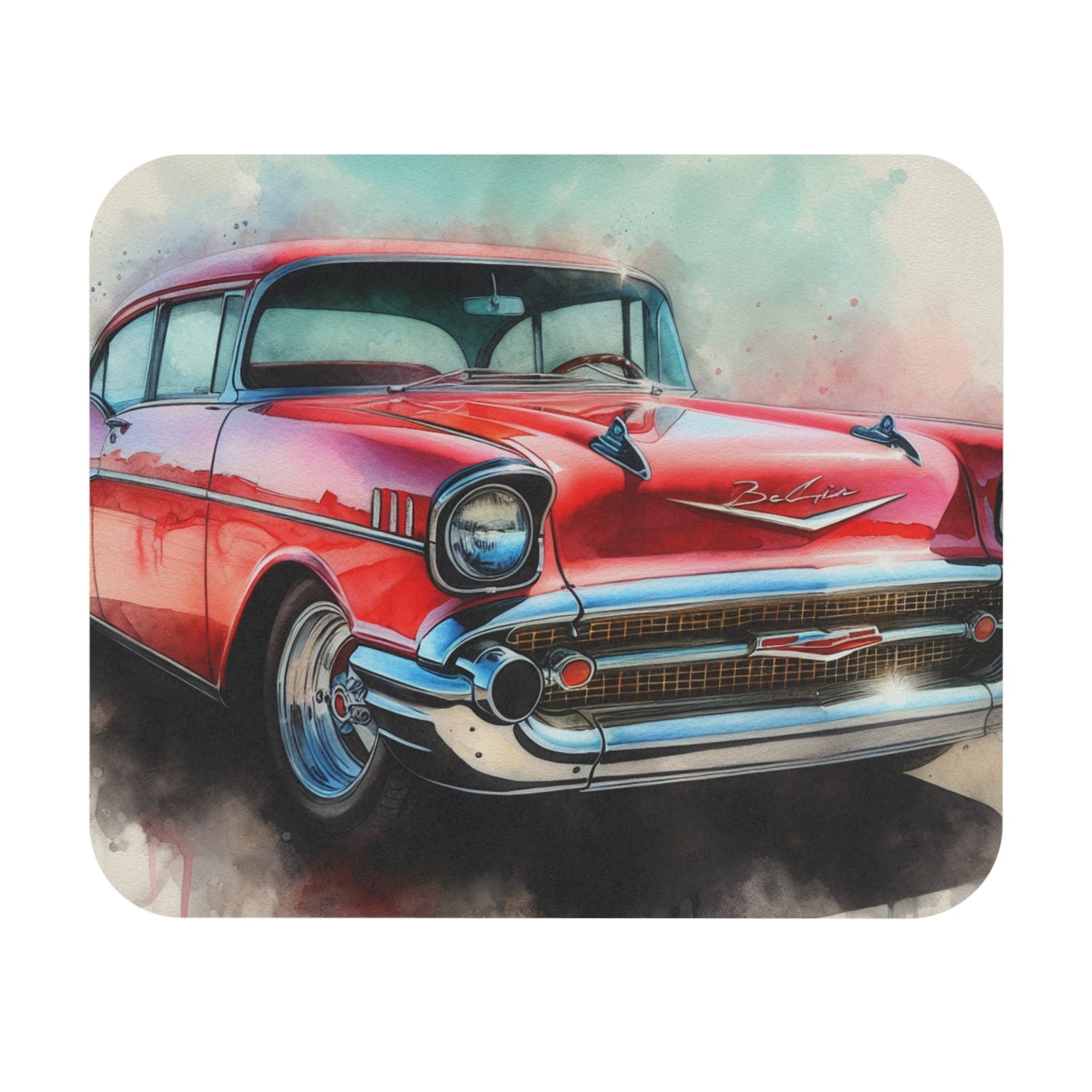 Rectangular Mouse Pad - Vintage 1957 Chevy Bel Air Classic Car Design, Desk Accessory, Office Decor, Computer Mouse Mat, Retro Car Lover - Victory Thru Vision