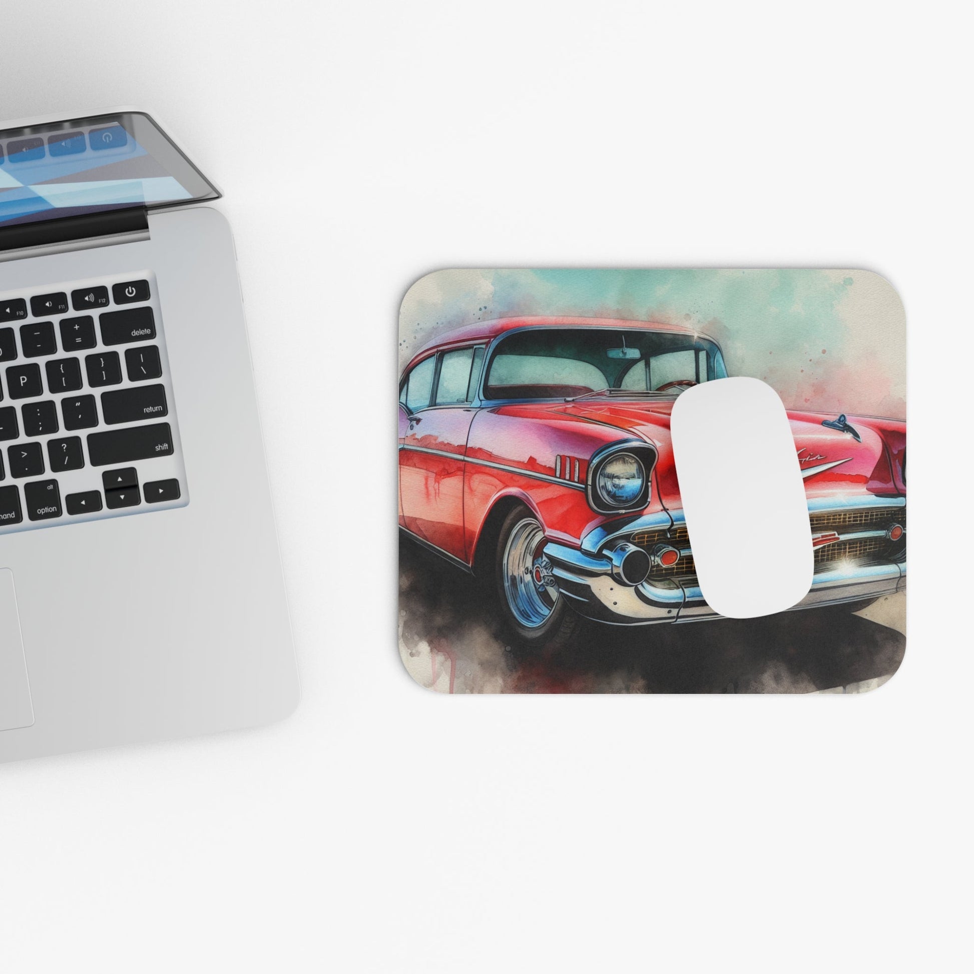 Vintage 1957 Chevy Bel Air Mouse Pad, Classic Car Design, Desk Accessory, Office Decor, Computer Mouse Mat, Retro Car Lover - Victory Thru Vision 