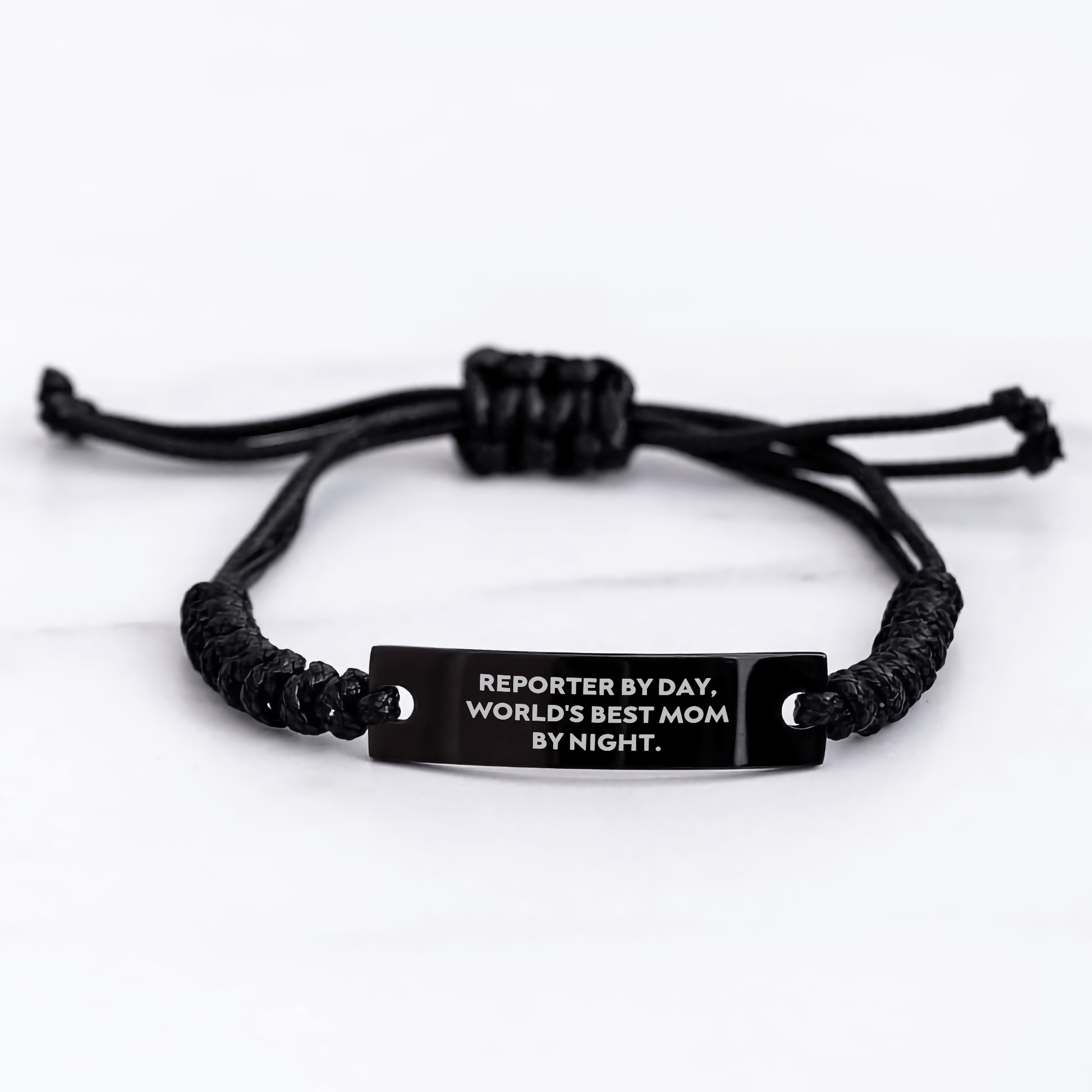 Reporter By Day, World's Best Mom By Night - Adjustable Rope Bracelet Gifts for Reporter, Men, Women, Friends and Family, Graduation Unique Gifts from Mom - Victory Thru Vision