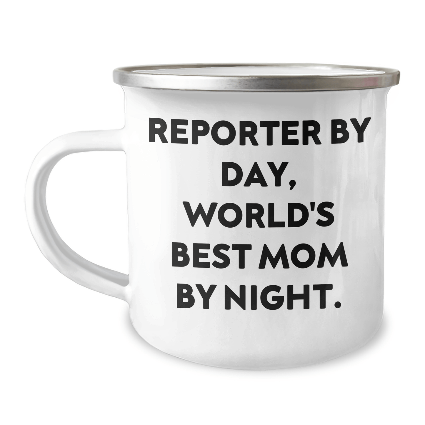 Reporter Gifts from Women, Camping Mug for Reporter By Day, World's Best Mom By Night. Unique Graduation Gifts - Victory Thru Vision