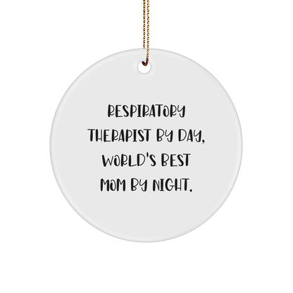 Respiratory Therapist Gifts By Day, Circle Ornament Cheer by Night, Christmas Unique Gifts for Respiratory Therapist, Gifts from Family - Victory Thru Vision 