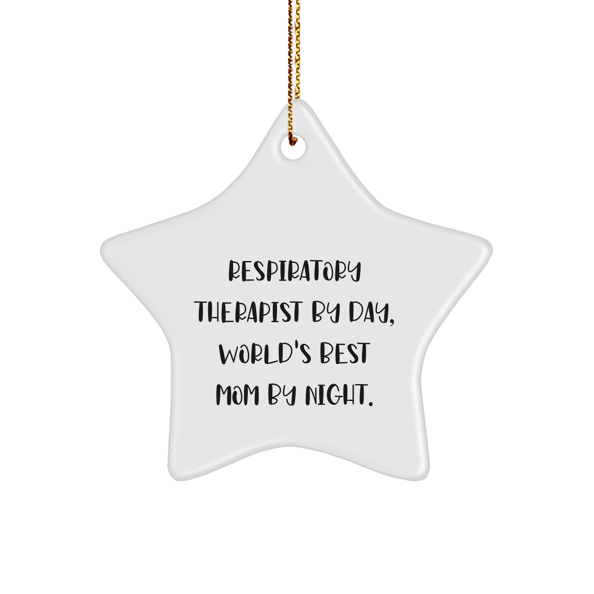 Respiratory Therapist Gifts from Friends, 'Respiratory Therapist By Day, World's Best Mom By Night.' Christmas Star Ornament for Respiratory Therapist, Unique Gifts for Women - Victory Thru Vision 