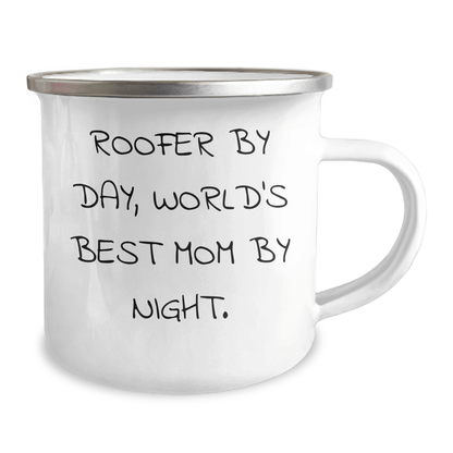 Roofer By Day, World's Best Dad By Night - Funny Camping Mug Gifts for Father's Day from Family - Victory Thru Vision