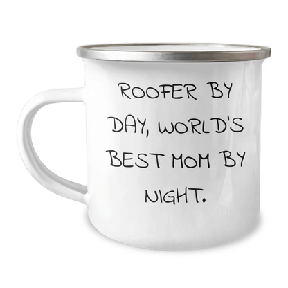 Roofer By Day, World's Best Dad By Night - Funny Camping Mug Gifts for Father's Day from Family - Victory Thru Vision