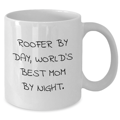 Roofer Gifts from Family - Funny Quote White Coffee Mug for Father's Day, 11oz or 15oz, Ceramic, Microwave, Dishwasher Safe - Victory Thru Vision