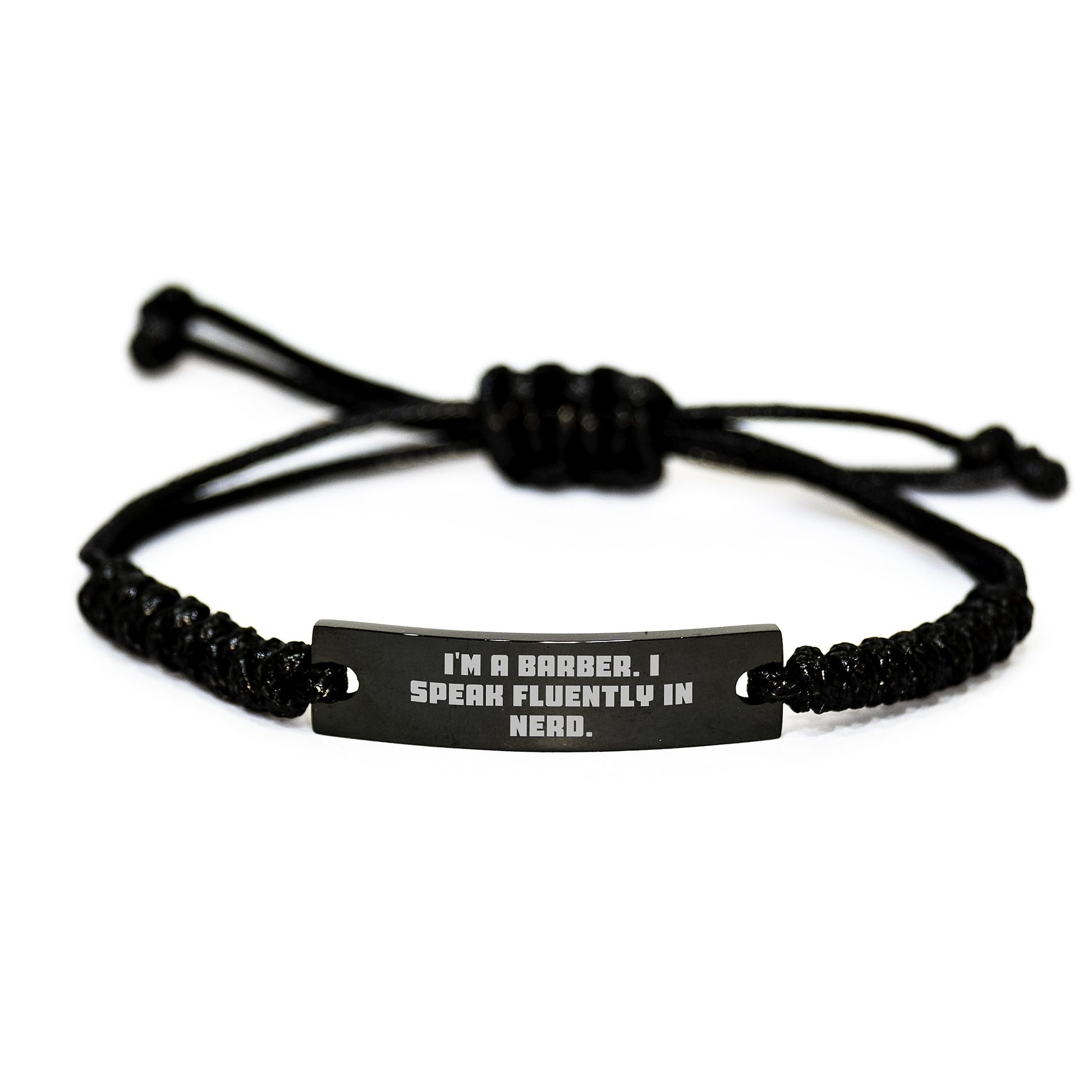 Barber Rope Brancelet, Funny Quote: 'I'm A Barber. I Speak Fluently In genius.' Gifts for Barber, Birthday Unique Gifts from Friends - Image 1