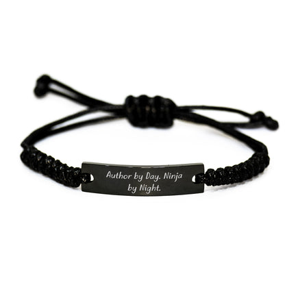 Author Gifts from Friends - Funny Rope Bracelet for Men, Unique Christmas Unique Gifts for Author Enthusiasts, Personalized Rope Bracelet with 'Author By Day. Ninja By Night.' Quote - Image 1