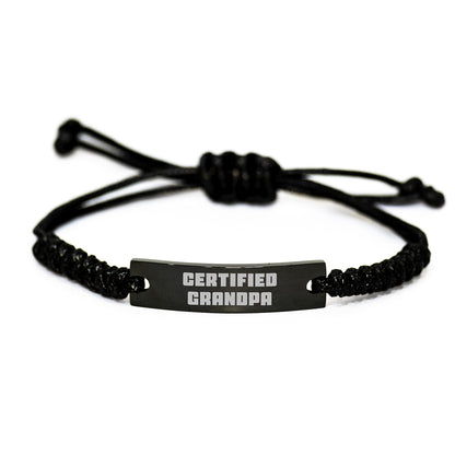 Funny Certified Grandpa Rope Bracelet Gifts for Grandpa from Family Member on Christmas Unique Occasion - Image 1