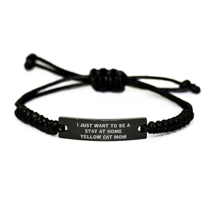 Funny Yellow Cat Mom Gift Rope Bracelet for Friends and Family - Christmas Unique Presents from Mom to Yellow Cat Lovers - Image 1