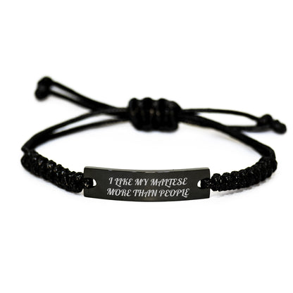Maltese Dog Rope Bracelet Funny Gift for Friends Family from I Like My Maltese More Than People - Image 1