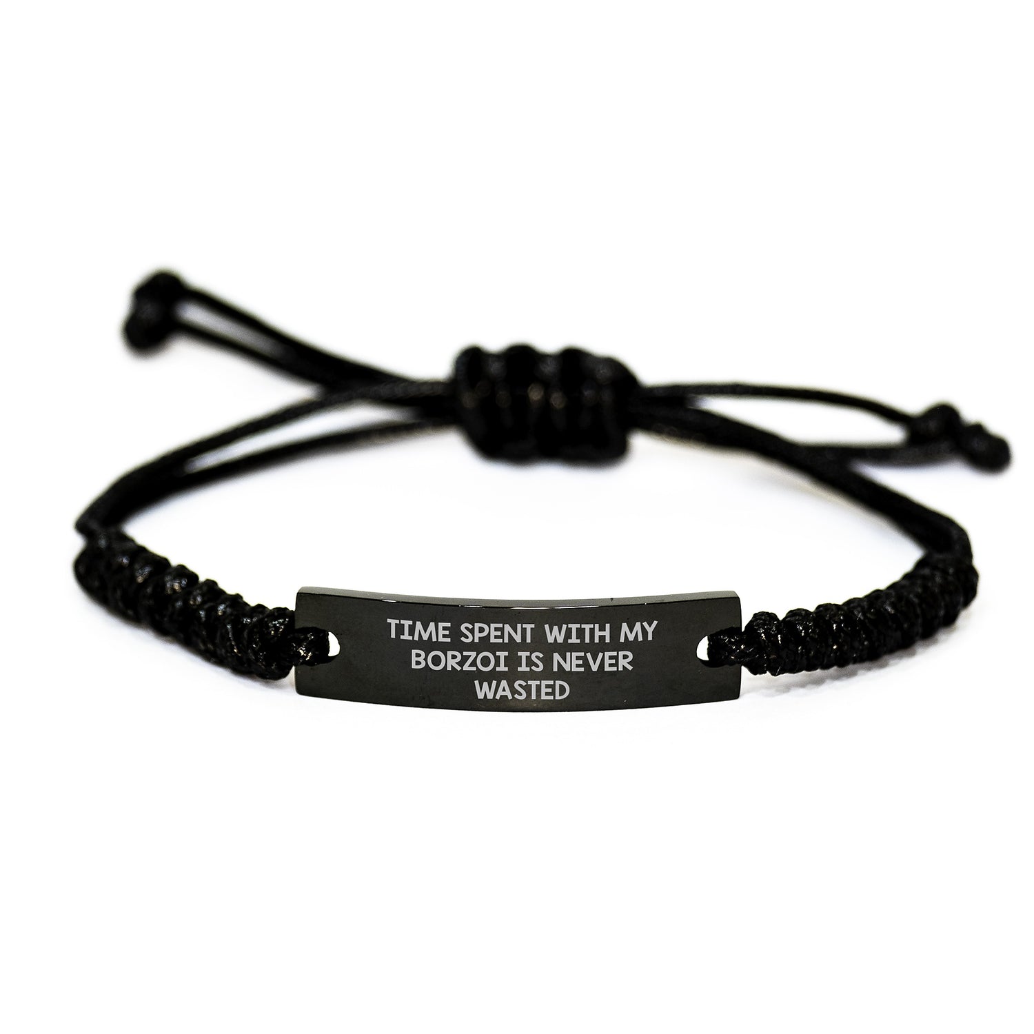 Inspirational Borzoi Dog Lover Gift, Time Spent with My Borzoi Is Never Wasted, Adjustable Rope Bracelet for Men and Women, Gifts from Friends and Family, Birthday Unique Presents - Image 1