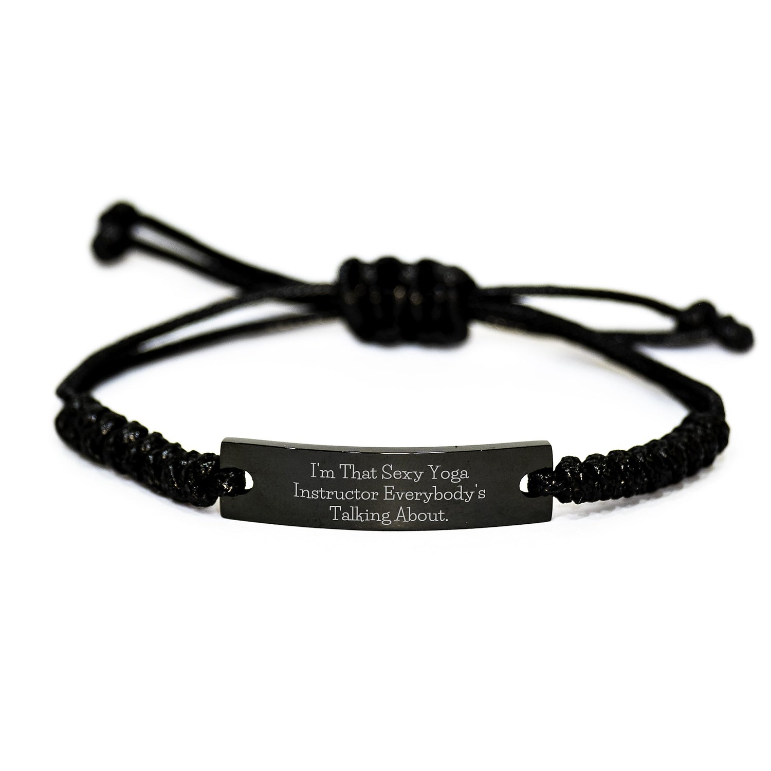 Funny Yoga Instructor Gifts from Friends for Men Women Coworkers Family - Sexy Rope Bracelet I'm That Sexy Yoga Instructor Everybody's Talking About Black Stainless Steel Christmas Unique - Image 1