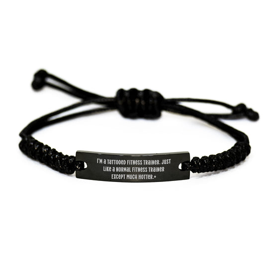 Funny Fitness Trainer Rope Bracelet Gifts from Friends to Men, Fitness Trainer Unique Christmas Unique Gifts, Rope Bracelet, Fitness Trainer, 'I'm A Tattooed Fitness Trainer' - Image 1