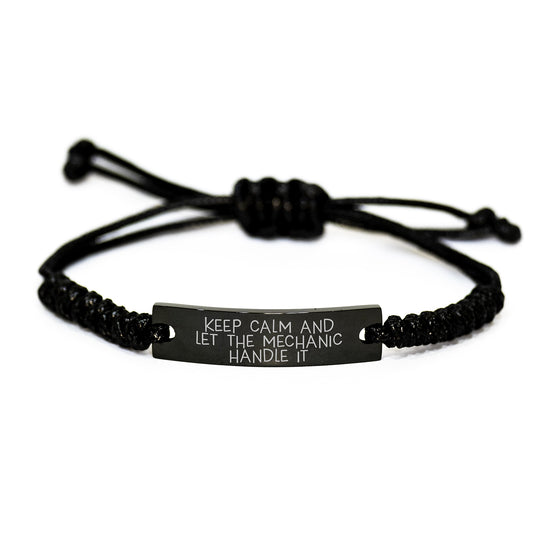 Gifts for Men, Funny Rope Bracelet, Mechanic Gifts, Christmas Unique Presents from Friends, Mechanic Enthusiast Rope Cord Black Stainless Steel - Image 1
