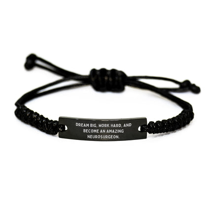 Inspiring Gifts for Neurosurgeon Men and Women - Dream Big Rope Bracelet, Black Stainless Steel Rope Gift for Christmas - Image 1