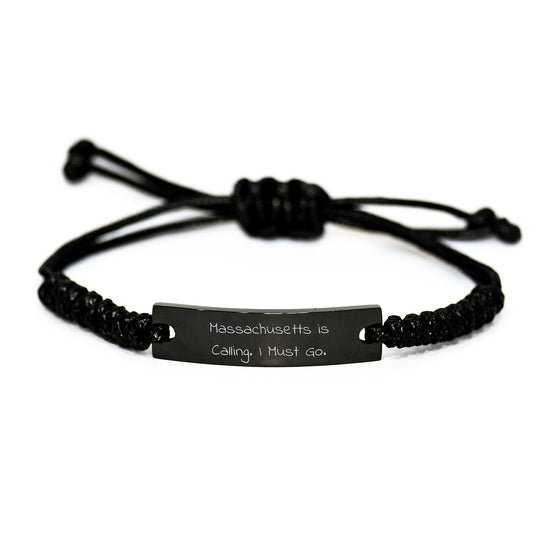 Funny Massachusetts Rope Bracelet Gifts from Friends for Christmas, Rope Bracelet Inspirational Gifts for Massachusetts Men Women Friends, Massachusetts Is Calling I Must Go Rope Bracelet - Image 1