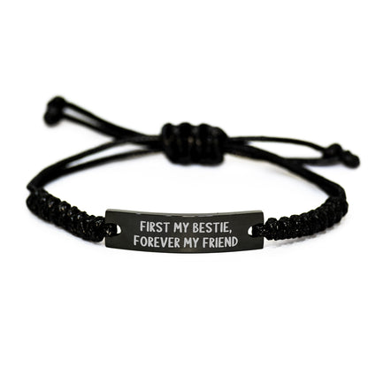Funny Bestie Gifts for Men, Unique Rope Bracelet with Forever My Friend Quote, Christmas Memorable Present Ideas from Friends - Image 1