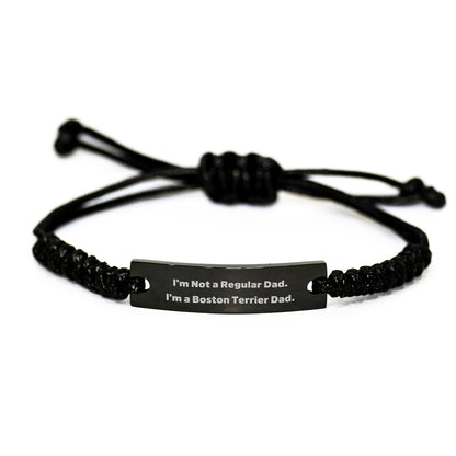 Boston Terrier Dog Rope Bracelet Funny Gifts from Dad to Boston Terrier Dog on Birthday, I'm Not A Regular Dad. I'm A Boston Terrier Dad. Gifts for Boston Terrier Dog - Image 1