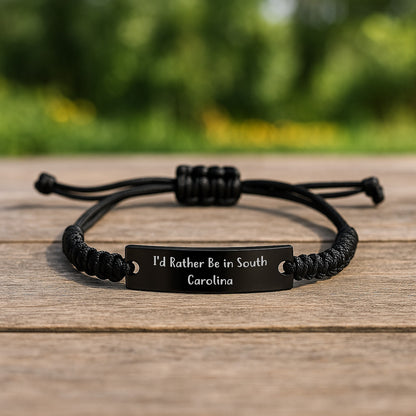 'I'd Rather Be In South Carolina' Adjustable Rope Bracelet, Gifts from Friends, Gifts for Men, Women, or Family, Graduation Unique Gifts, South Carolina Gifts, Rope Jewelry, Inspirational Quote - Image 2