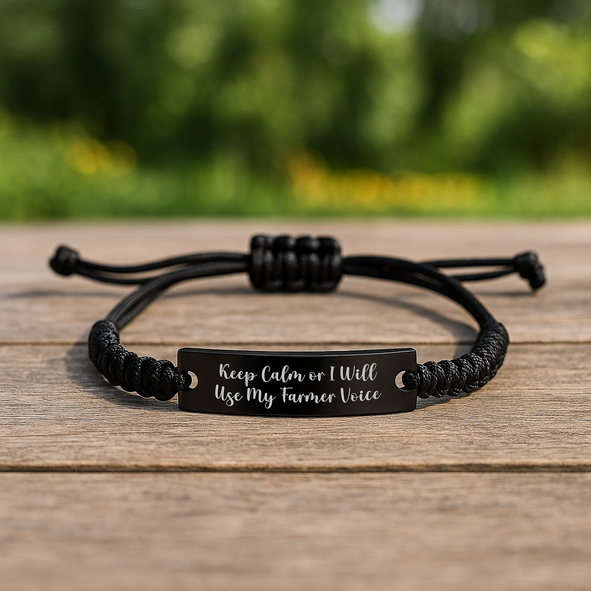 Funny Farmer Rope Bracelet Gifts for Men from Friends, Keep Calm Or I Will Use My Farmer Voice, Adjustable Rope Bracelet for Graduation Unique Gifts - Image 2