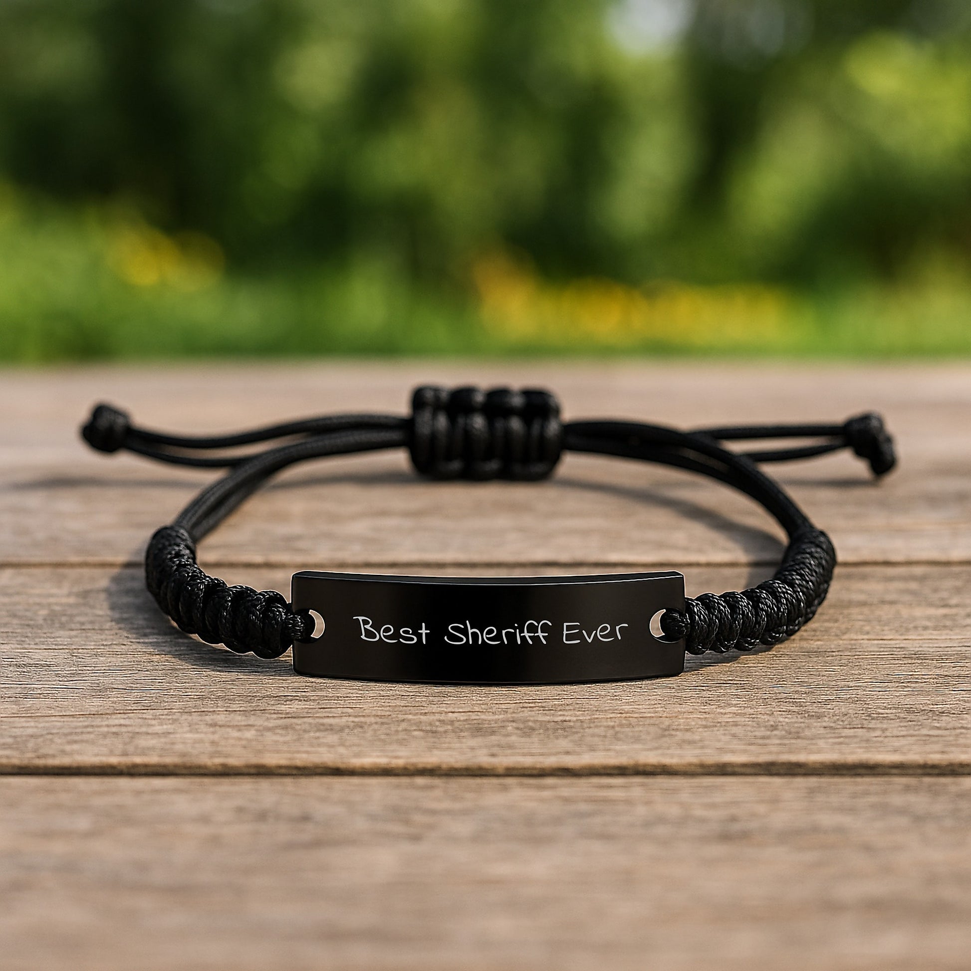 Funny Sheriff Gifts for Men Friends Coworkers Family - Best Sheriff Ever Adjustable Rope Bracelet for Graduation, Sheriff Unique Gifts from Men to Sheriff - Image 2
