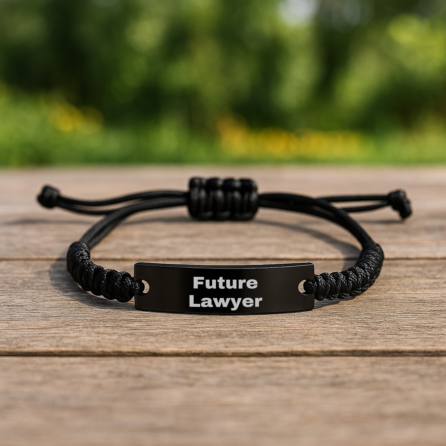 Funny Future Lawyer Rope Bracelet Gifts for Lawyer, Lawyer Christmas Unique Gifts from Friends to Future Lawyer, Black Rope Bracelet Engraved with Inspirational Quote for Men and Women - Image 2