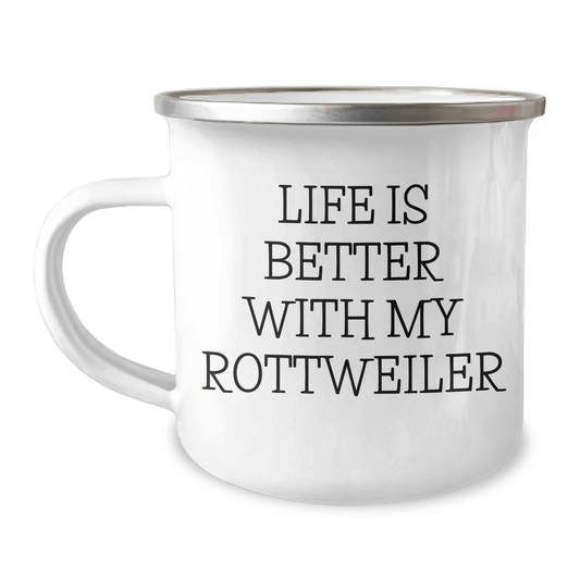 Rottweiler Dog Lovers Gift, Funny Camping Mug, Life Is Better With My Rottweiler, Gifts from Family for Men, Unique Father's Day Unique Gifts - Victory Thru Vision