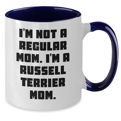 Russell Terrier Dog Mom Funny Two Tone Coffee Mugs Gifts for Graduation - Gifts from Family, Gifts for Russell Terrier Dog Enthusiasts - I'm Not A Regular Mom. I'm A Russell Terrier Mom. - Victory Thru Vision