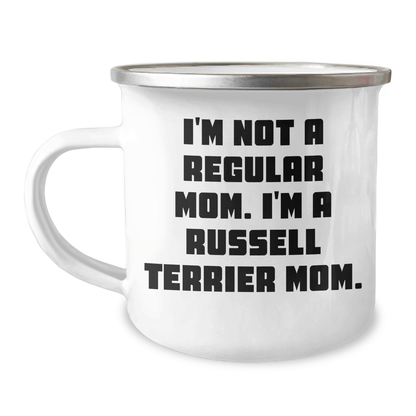 Russell Terrier Dog Mom Gifts from Friends for Graduation Unique Camping Mugs, I'm Not A Regular Mom. I'm A Russell Terrier Mom., Funny Memorable Mugs for Men, Women, Family, Coworkers - Victory Thru Vision