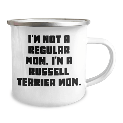 Russell Terrier Dog Mom Gifts from Friends for Graduation Unique Camping Mugs, I'm Not A Regular Mom. I'm A Russell Terrier Mom., Funny Memorable Mugs for Men, Women, Family, Coworkers - Victory Thru Vision