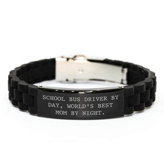 School Bus Driver Gifts from Men - Glide lock Clasp Bracelet for School Bus Driver By Day, World's Best Mom By Night. - Unique Mother's Day Unique Gift - Victory Thru Vision
