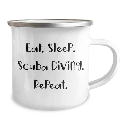 Scuba Diving Enthusiast Gifts from Men to Scuba Diving Lovers, Eat. Sleep. Scuba Diving. Repeat., Funny Camping Mug for Father's Day - Victory Thru Vision 