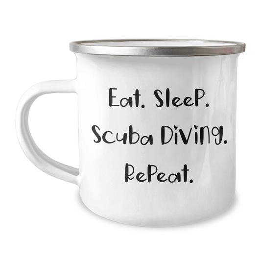 Scuba Diving Enthusiast Gifts from Men to Scuba Diving Lovers, Eat. Sleep. Scuba Diving. Repeat., Funny Camping Mug for Father's Day - Victory Thru Vision 