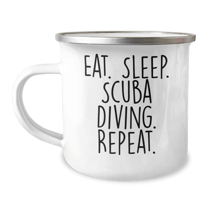 Scuba Diving Gifts for Him, Funny Camping Mug - Eat. Sleep. Scuba Diving. Repeat., Unique Father's Day Presents from Men to Scuba Diving Lovers - Victory Thru Vision 