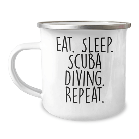 Scuba Diving Gifts for Him, Funny Camping Mug - Eat. Sleep. Scuba Diving. Repeat., Unique Father's Day Presents from Men to Scuba Diving Lovers - Victory Thru Vision 