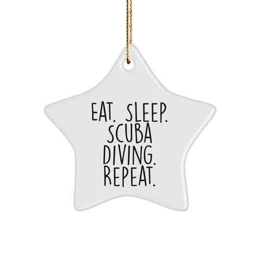 Scuba Diving Gifts from Friends for Men - Eat. Sleep. Scuba Diving. Repeat. Star Ornament, Christmas Unique Decorations - Victory Thru Vision 