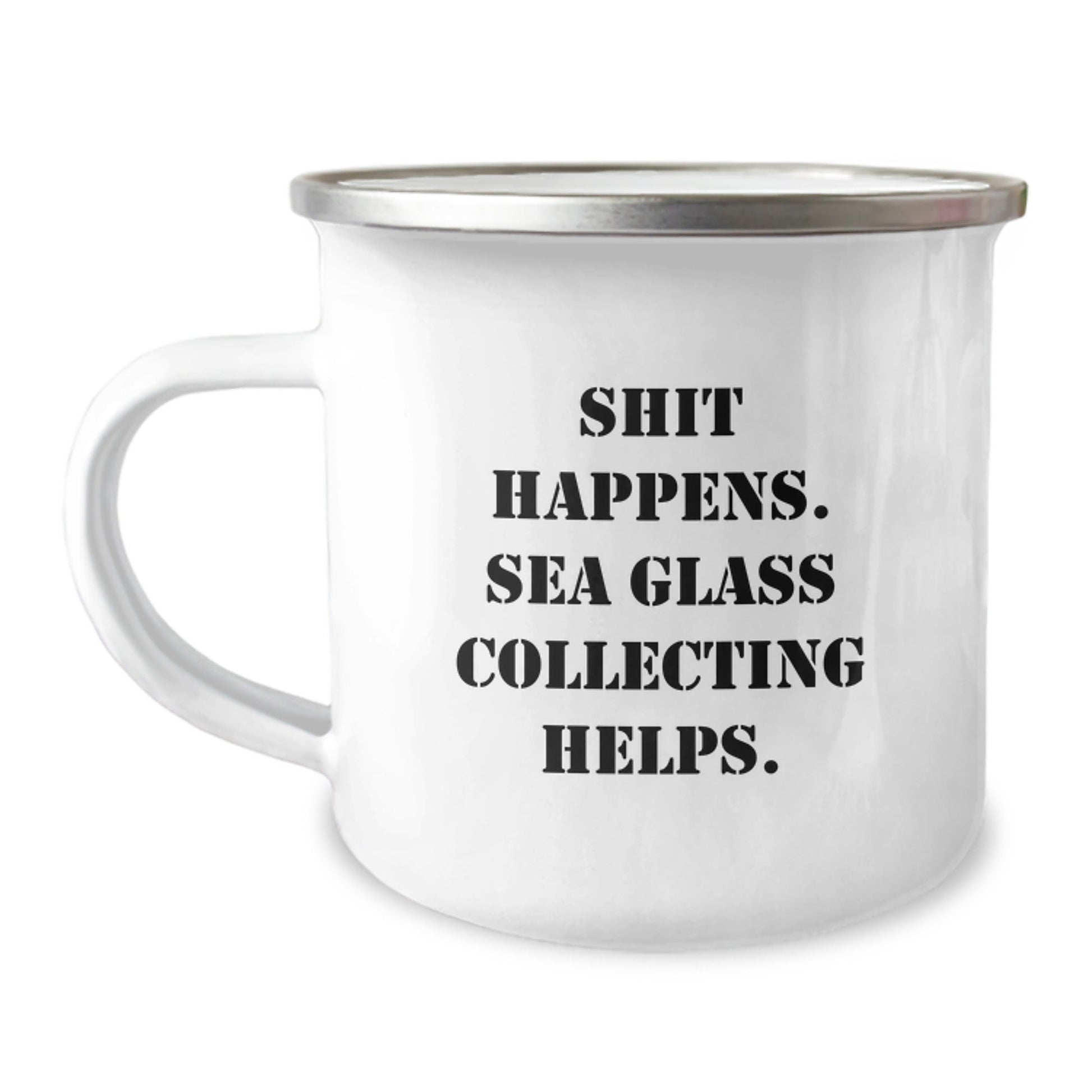 Sea Glass Collecting Enthusiasts Gifts from Family for Friends, 'Shit Happens. Sea Glass Collecting Helps.' Funny Graduation Unique Gifts for Women, Men, Coworkers, Family - Victory Thru Vision