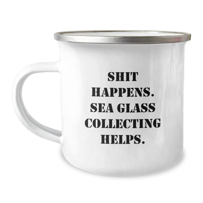 Sea Glass Collecting Enthusiasts Gifts from Family for Friends, 'Shit Happens. Sea Glass Collecting Helps.' Funny Graduation Unique Gifts for Women, Men, Coworkers, Family - Victory Thru Vision