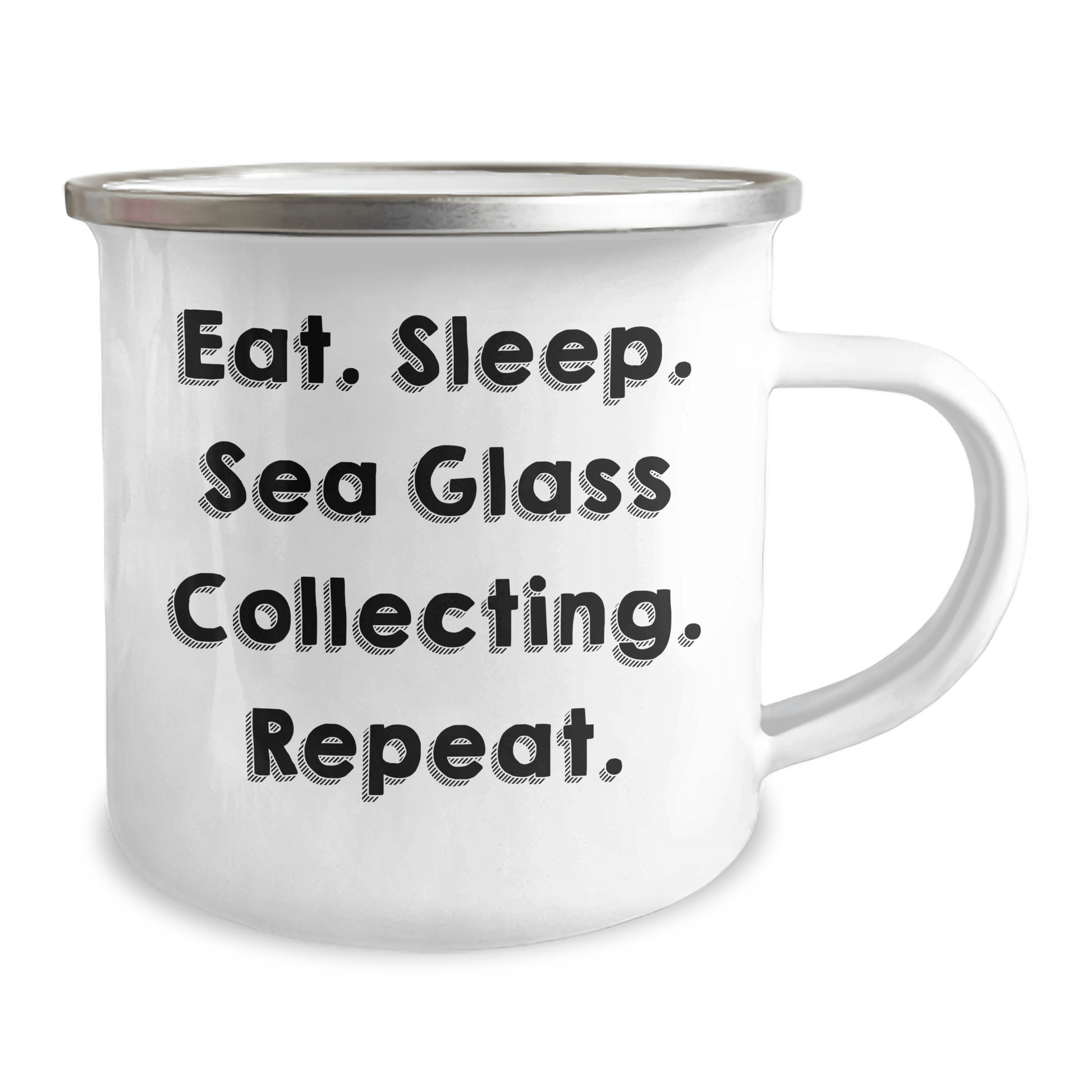 Sea Glass Collecting Enthusiasts Gifts from Family for Men Dad's Funny Camping Mug, Eat. Sleep. Sea Glass Collecting. Repeat., Perfect for Father's Day - Victory Thru Vision 