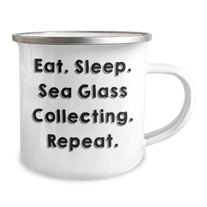 Sea Glass Collecting Enthusiasts Gifts from Family for Men Dad's Funny Camping Mug, Eat. Sleep. Sea Glass Collecting. Repeat., Perfect for Father's Day - Victory Thru Vision 