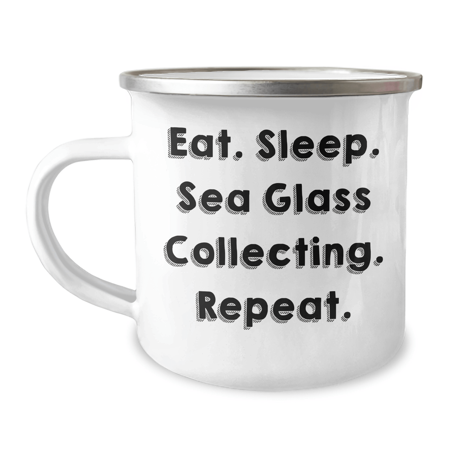 Sea Glass Collecting Enthusiasts Gifts from Family for Men Dad's Funny Camping Mug, Eat. Sleep. Sea Glass Collecting. Repeat., Perfect for Father's Day - Victory Thru Vision 