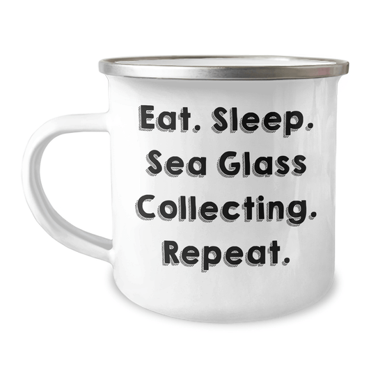 Sea Glass Collecting Enthusiasts Gifts from Family for Men Dad's Funny Camping Mug, Eat. Sleep. Sea Glass Collecting. Repeat., Perfect for Father's Day - Victory Thru Vision 
