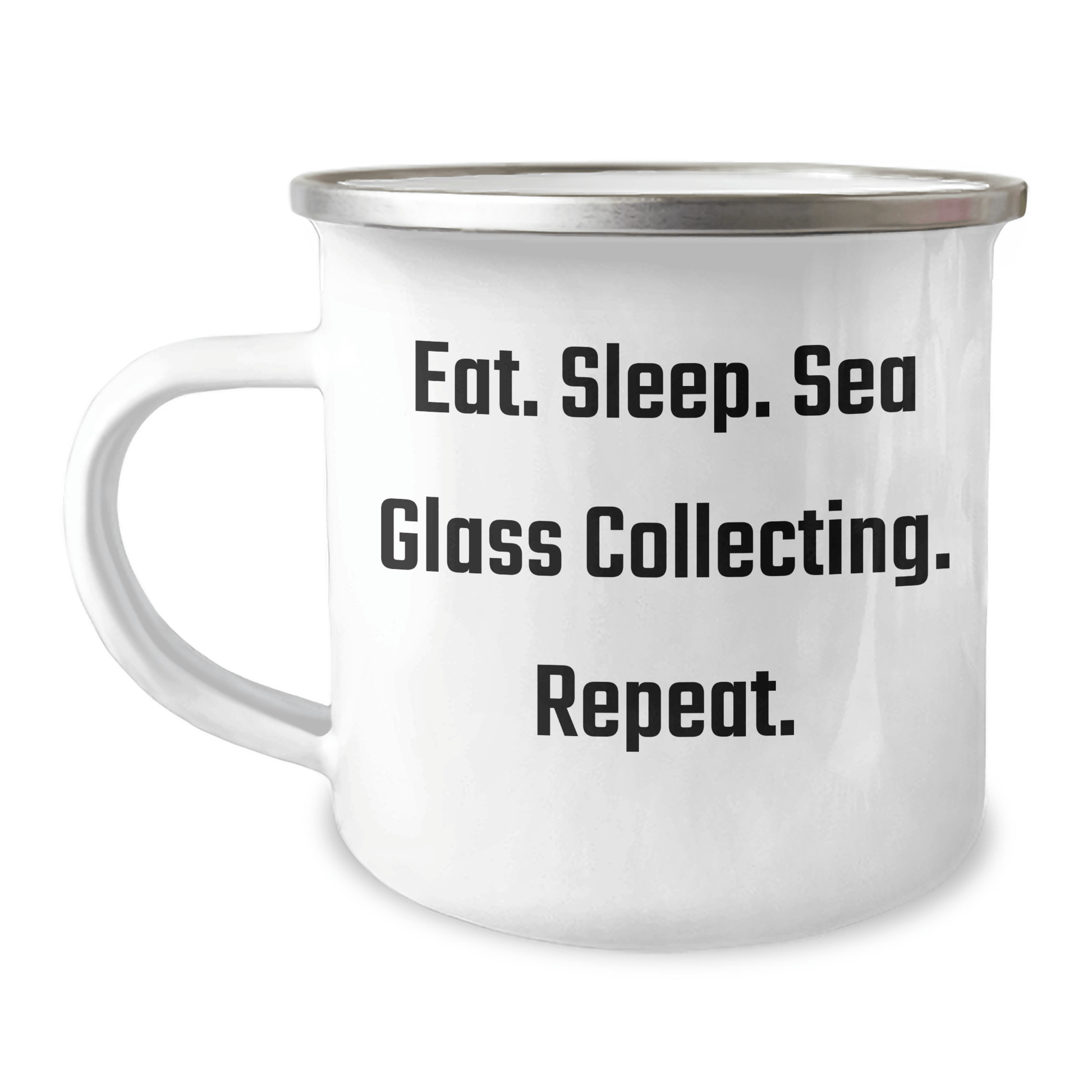 Sea Glass Collecting Gifts for Men, Funny Camping Mug Eat. Sleep. Sea Glass Collecting. Repeat., Gifts from Family - Victory Thru Vision 