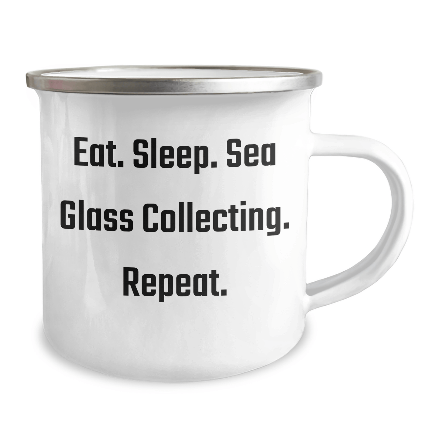 Sea Glass Collecting Gifts for Men, Funny Camping Mug Eat. Sleep. Sea Glass Collecting. Repeat., Gifts from Family - Victory Thru Vision 