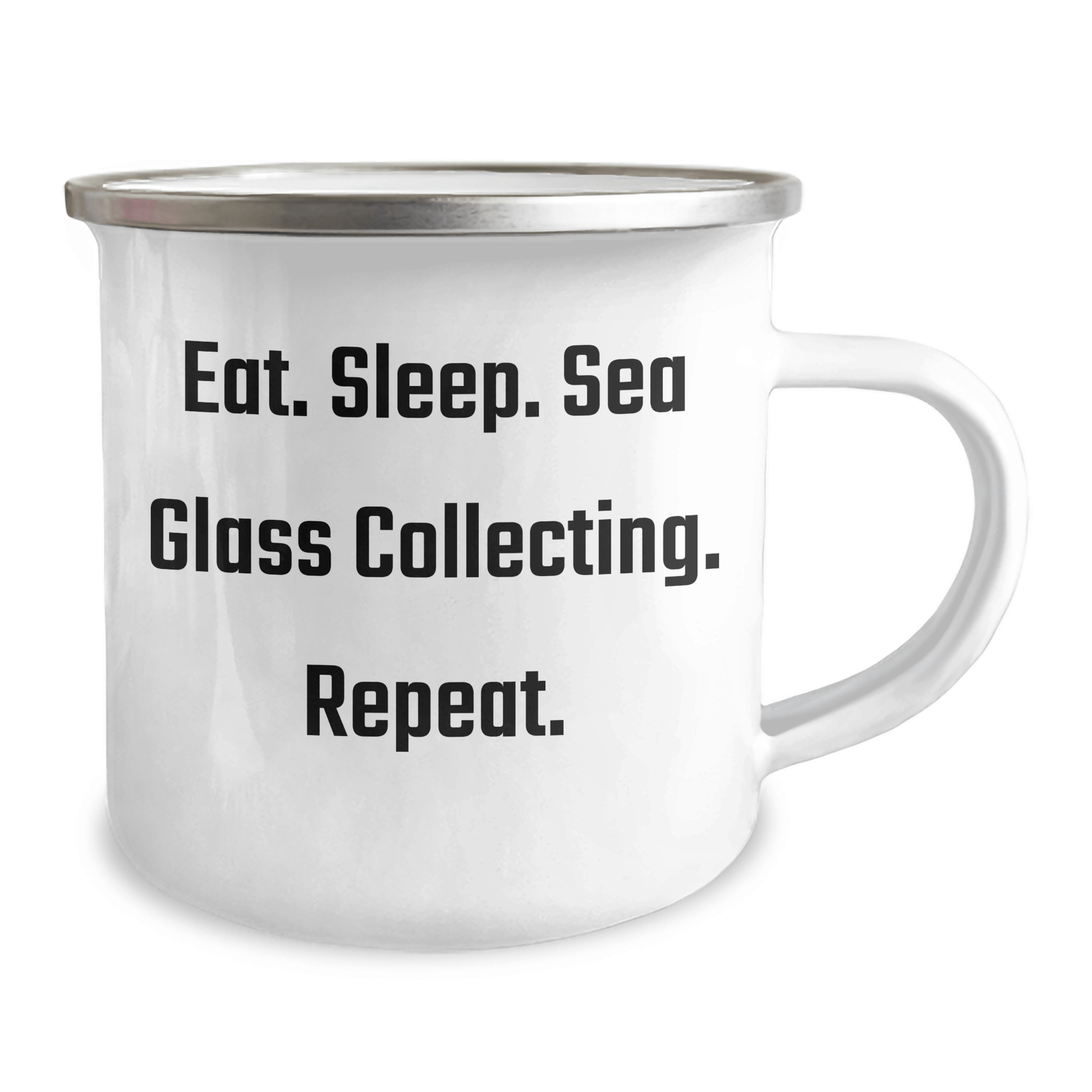 Sea Glass Collecting Gifts for Men, Funny Camping Mug Eat. Sleep. Sea Glass Collecting. Repeat., Gifts from Family - Victory Thru Vision 