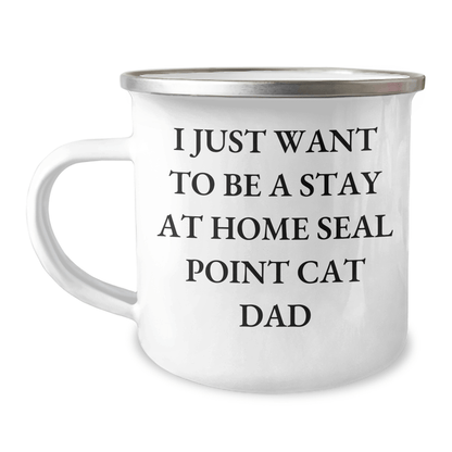 Seal Point Cat Lover Gifts from Men, Funny Camping Mug for Seal Point Cat Dad, Father's Day Unique Gifts - Victory Thru Vision