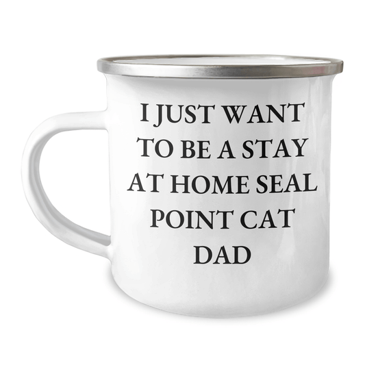 Seal Point Cat Lover Gifts from Men, Funny Camping Mug for Seal Point Cat Dad, Father's Day Unique Gifts - Victory Thru Vision